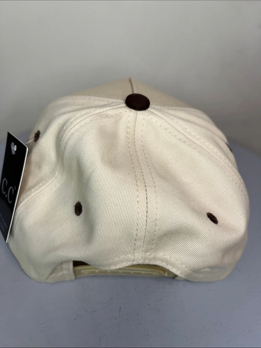 C.C. “Ask Me About My Dog” Beige & Brown Trucker Hat with Pink Embroidery NEW